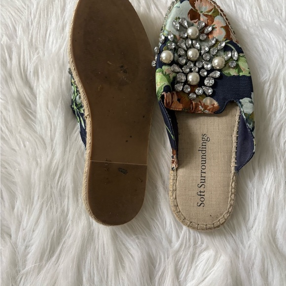 Soft Surroundings Navy Floral Embellished Mules - Picture 3 of 3